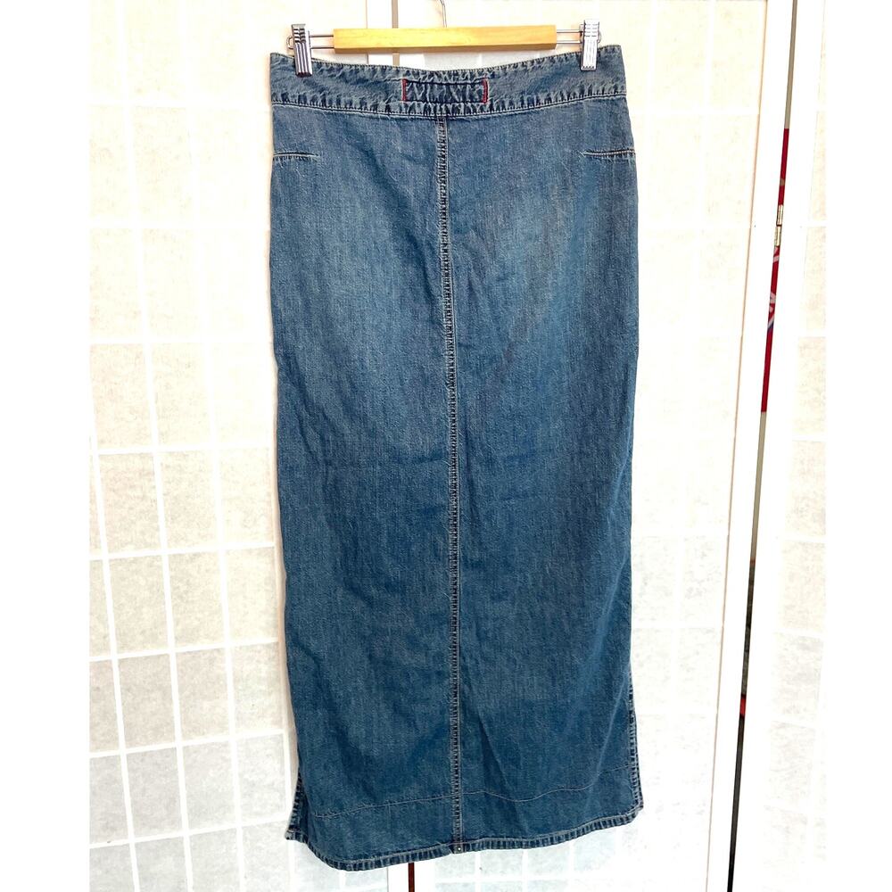 Vintage Guess Denim Column Maxi Skirt Y2K Soft Grunge Indie Sleaze Western Boho - Picture 2 of 6